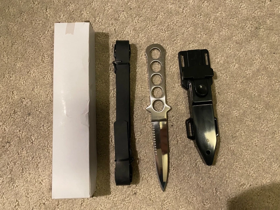 8.5" SCUBA Dive Knife and Sheath w/ Rubber Leg Straps - Diving Diver's - NEW - Image 1 of 1