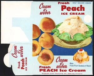 Vintage box CREAM O WEBER Peach Ice Cream Wyoming Dairy Rawlins unused n-mint - Picture 1 of 2
