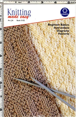 "Knitting Made Easy" ©2001 Coats & Clark Leaflet art. j16 Book 0102 Beginner Bas - Image 1 of 2