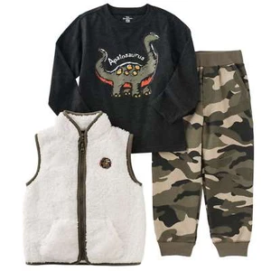 Kids Headquarters Infant Toddler Boys 3P Outfit Vest Dino Shirt Camo Pants - Picture 1 of 1