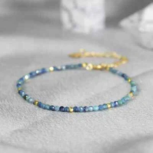 Blue Tourmaline Subtle  Crystal Bracelet Healing Calming Bracelet for Women Gift - Picture 1 of 4