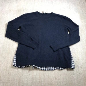 Autumn Cashmere Sweater Womens  Small Pullover Blue Cashmere Gingham Check - Picture 1 of 10