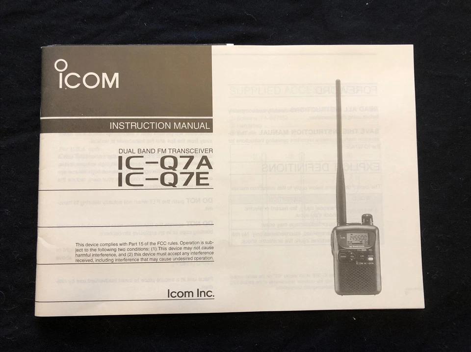 ICOM IC-Q7A IC-Q7E Dual Band FM Transceiver Original Instruction Manual - Image 1 of 4