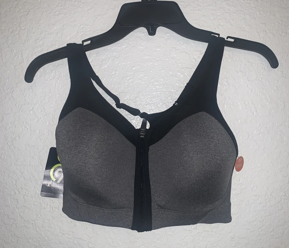 Champion Sports Bra Motion Control Zip MAXIMUM Support Adjustable 40c Black