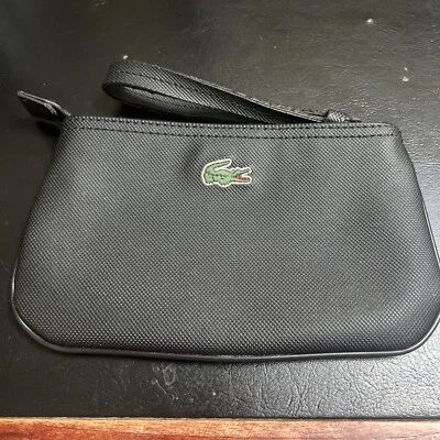 Lacoste Black Canvas Wristlet Clutch Bag  Alligator Logo Vintage - Image 1 of 4