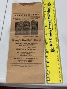 1950s Shorty’s Bar-B-Que Q Miami leftovers bag advertising barbecue - Picture 1 of 2