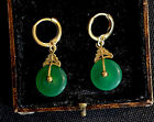 Vintage Style Jewellery Green Gemstones Earrings 18K Gold Plated