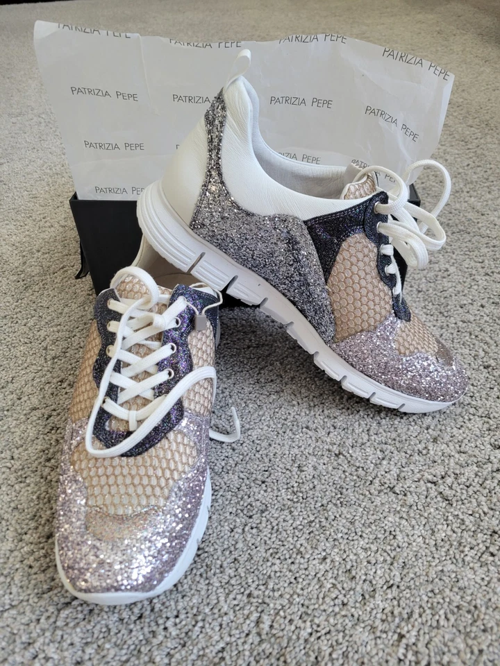 Zapatillas para mujer Patrizia Pepe brillo. Forrado en cuero. Talla 10US/41 EU Foto 1 de 4