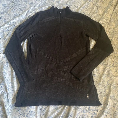 Smartwool Negro Intraknit Térmico Lana Merino Capa Base 1/4 Cremallera Tejido Talla XL Foto 1 de 4