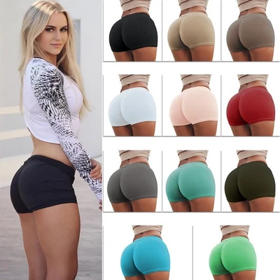 High Waist Stretch Fitness Yoga Gym Shorts Seamless Short Scrunch Butt - Image 1 of 4