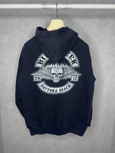 Vintage Y2K 2010 Mens M Daytona Beach Bike Week Eagle Tribal Hoodie Black - Picture 1 of 10