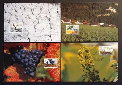 Liechtenstein Stamps 1994 Wine Grapes Seasons set of 4 Day Cover Cards (w) - Image 1 of 2