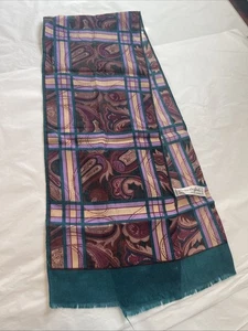 Vintage Elorian Original Scarf Made In Japan 48” Long Burgundy And Teal - Picture 1 of 6