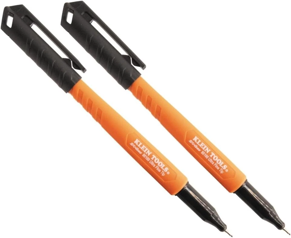 Klein Tools 861002 Skribes Ultra Fine Tip Permanent Markers, Black, 2-Pack - Image 1 of 1