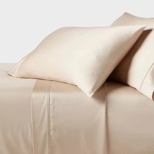Threshold 320TC Satin 4-Piece Sheet Set Cooling Soft TENCEL Lyocell - Picture 1 of 43