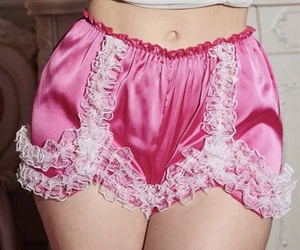 Womens CD TV Hot Pink Silky Feel Bloomers French Panties Knickers XL 16 - Picture 1 of 2