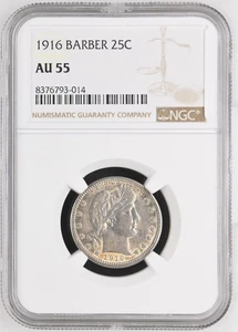 1915-D Barber Quarter AU55 NGC – Sharp Details, Attractive Natural Luster - Picture 1 of 2