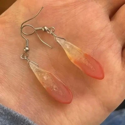 Pendientes de cristal de cuarzo cornalina de plata de ley artesanales hechos a mano geoda joyería Foto 1 de 4