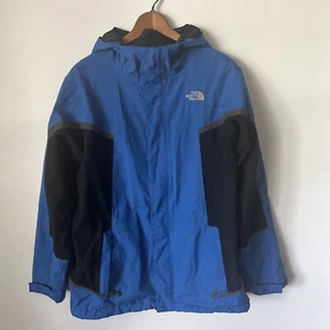 The North Face HyVent Blue Black Gray Striped Boys Jacket Size XL 18/20 - Picture 1 of 15