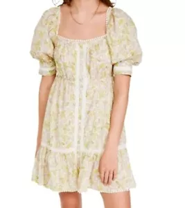 Love The Label Dress Small Women Puff Sleeve Boho Floral Tiered Lace Romantic - Picture 1 of 15