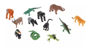 12 Stück Regenwald Tier / Kreatur Figuren Schlangen Elefant Frosch Diorama - Bild 1 von 2