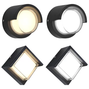 Modern 12W Round or Square LED Garden Outdoor Wall Light IP54 Cool or Warm White - Picture 1 of 42