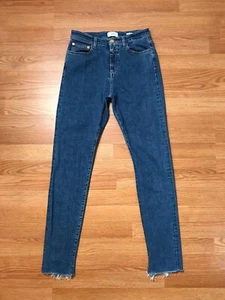 Jeans chiuso donna 28 vita alta skinny blu tasche misto cotone elasticizzato L30 - Foto 1 di 12