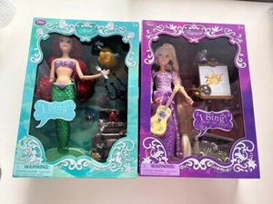 Disney Store Exclusive SINGING ARIEL & Rapunzel Doll from Japan - Picture 1 of 6