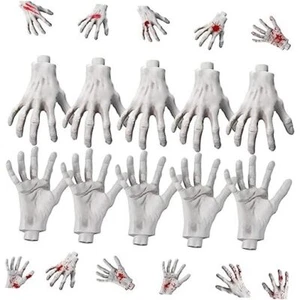 5 Pairs Halloween Skeleton Hands Realistic Plastic Fake Hands for White - Picture 1 of 7