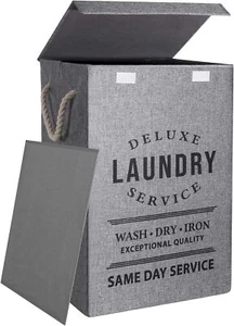 Indoor Laundry Basket With Lid Collapsible Easy Storage for Bathroom Dormitory - Picture 1 of 3