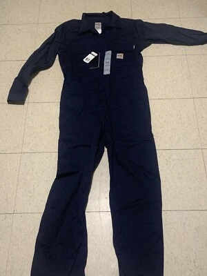 Macacão CARHARTT resistente a chamas azul marinho escuro masculino 38 Reg 101017-410 novo com etiquetas FR - Imagem 1 de 4