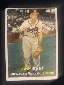 1957 TOPPS BASEBALL #127 - BOB BUHL - MILWAUKEE BRAVES - EXC/ NMT COND - Picture 1 of 2