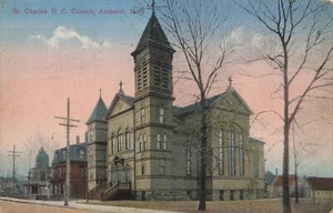 POSTCARD St Charles Roman Catholic Church Amherst, NS, CANADA - Picture 1 of 2