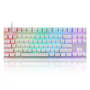 MOTOSPEED Gaming Keyboard RGB LED Backlit Wired Wht Key Blue Switches MAC PC NIB - Picture 1 of 3