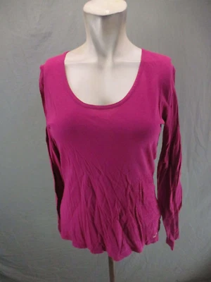 MERRELL Size M Womens Fuchsia 100% Organic Cotton Round Neck Long Sleeve Top 086 - Image 1 of 4