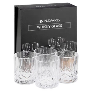 Vasos de whisky cristal juego de 4x vaso tallado para whiskey con caja de regalo - Imagen 1 de 8