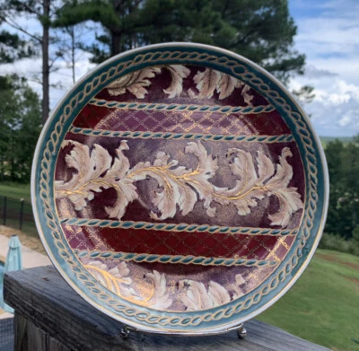 "Plato de porcelana pintado a mano con patrón de oro verde y marrón de 10,25"" para decoración China" Foto 1 de 3