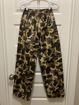 Pantalones de lluvia Columbia para hombre pequeños marrones de PVC y nailon usados en excelente estado Foto 1 de 4