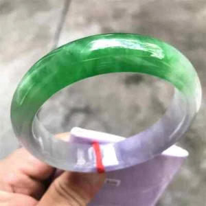 Real Natural AAA Ice Green Burmese Jade jadeite bracelet Bracelet 61mm - Picture 1 of 9