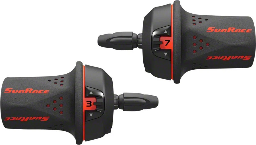 SunRace M21 Twist Shift Set 7-Speed Rear 3-Speed Front: Red - Image 1 of 1