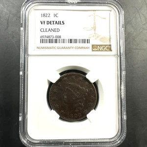 1822 1C Coronet Head Cent NGC, VF Details, Cleaned (85375) - Picture 1 of 2
