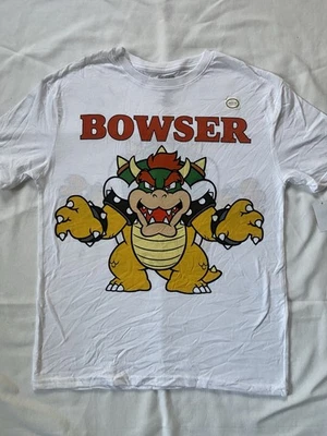 Super Mario Boy’s XL Bowser T-Shirt White Short Sleeve New - Image 1 of 4