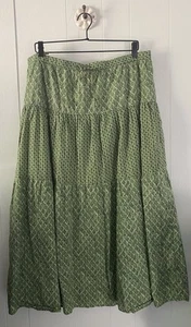 J. Jill Midi Skirt Green Geometric Tiered Bohemian Plus Sz 1X Pull On Lined EUC - Picture 1 of 8