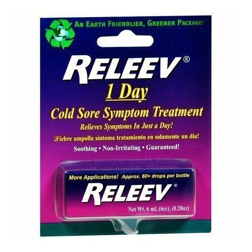 Tratamiento calmante de síntomas de herpes labial Releev 1 día tiempo de curación más rápido 0,20 oz Foto 1 de 4