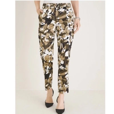 Pantalones cargo Chicos camuflados florales al tobillo pierna delgada cinturón satinado negro tostado talla 2 grande Foto 1 de 4