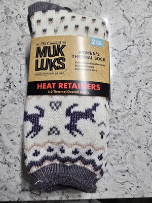 Muk Luks Heat Retainer Socks. 2 Pairs - Image 1 of 3