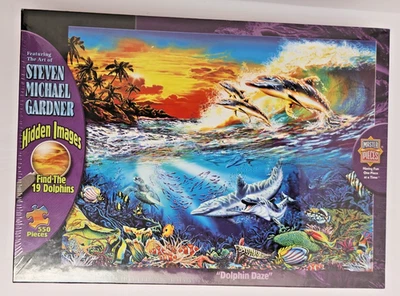 Rompecabezas de imágenes ocultas Dolphin Daze Animal Fish 550 piezas Steven Gardner Nuevo Foto 1 de 2