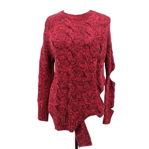 Zoe Jordan Haston Cashmere Wool Cut Out Sweater Jumper Red Black Distressed XS - Picture 1 of 12
