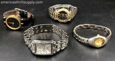 Designer Watches Mixed Lot of 4: Gold-Tone/Silver-Tone Stainless Steel, Leather - Image 1 of 4