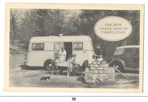 The New PIERCE-ARROW TRAVELODGE Car TRAILER - 1936 AD Postcard NYC - RARE - Picture 1 of 2